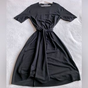 Zara Black Tie knot Short Sleeve Maxi Knit Dress